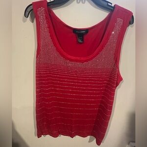 Ashley Stewart Red Rhinestone Tank Top
